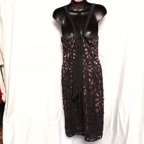 Vintage BETSEY JOHNSON Black Embroidered Shell Overlaid on Dusty Pink Sa… - Picture 6 of 6